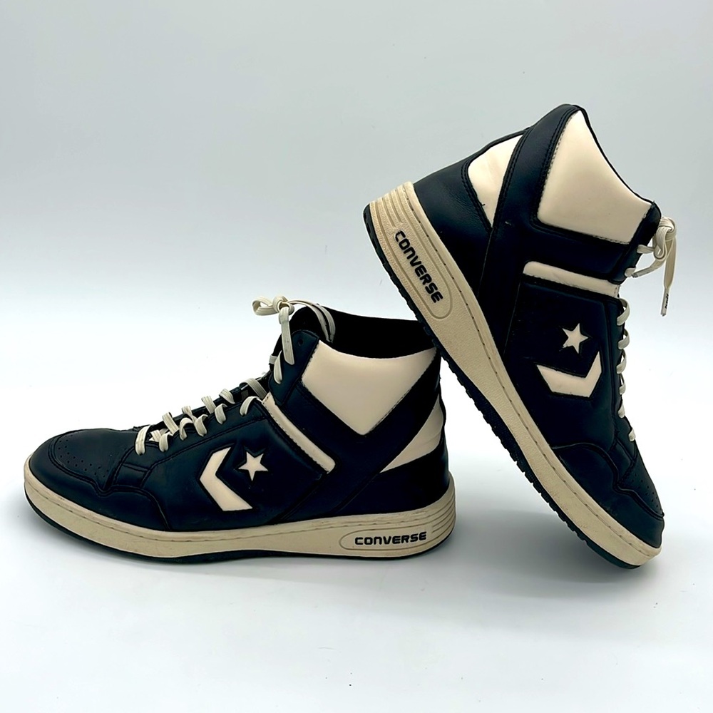 Converse Black and Cream High-Top Sneakers